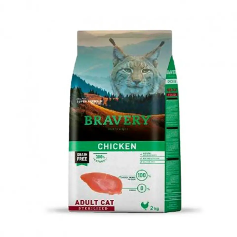 BRAVERY GATO CHICKEN ADULTO ESTERILIZADO CAT 2 KG 1