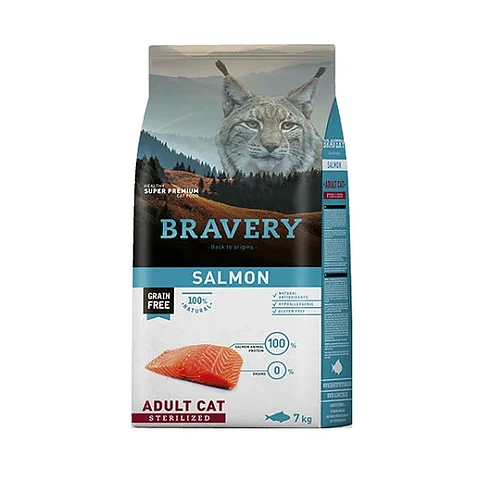 BRAVERY GATO SALMON ADULTO ESTERILIZADO 7 KG