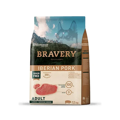 BRAVERY PERRO IBERIAN PORK ADULT LARGE/MEDIUM BREEDS 12 KG