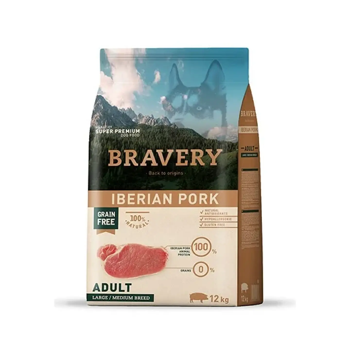 BRAVERY PERRO IBERIAN PORK ADULT LARGE/MEDIUM BREEDS 12 KG 1