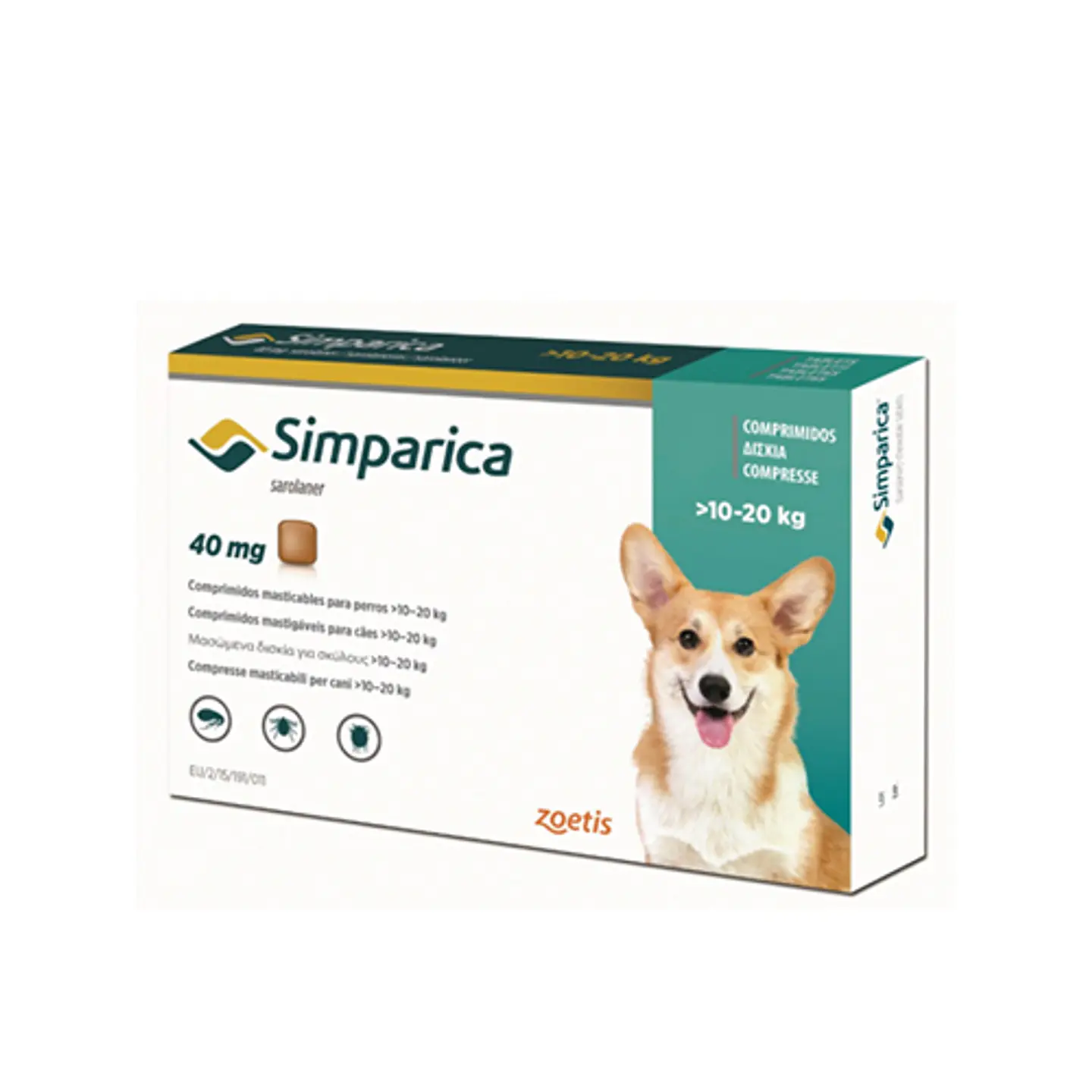 SIMPARICA 40 MG X 3 TAB 10.1-20 KG 1