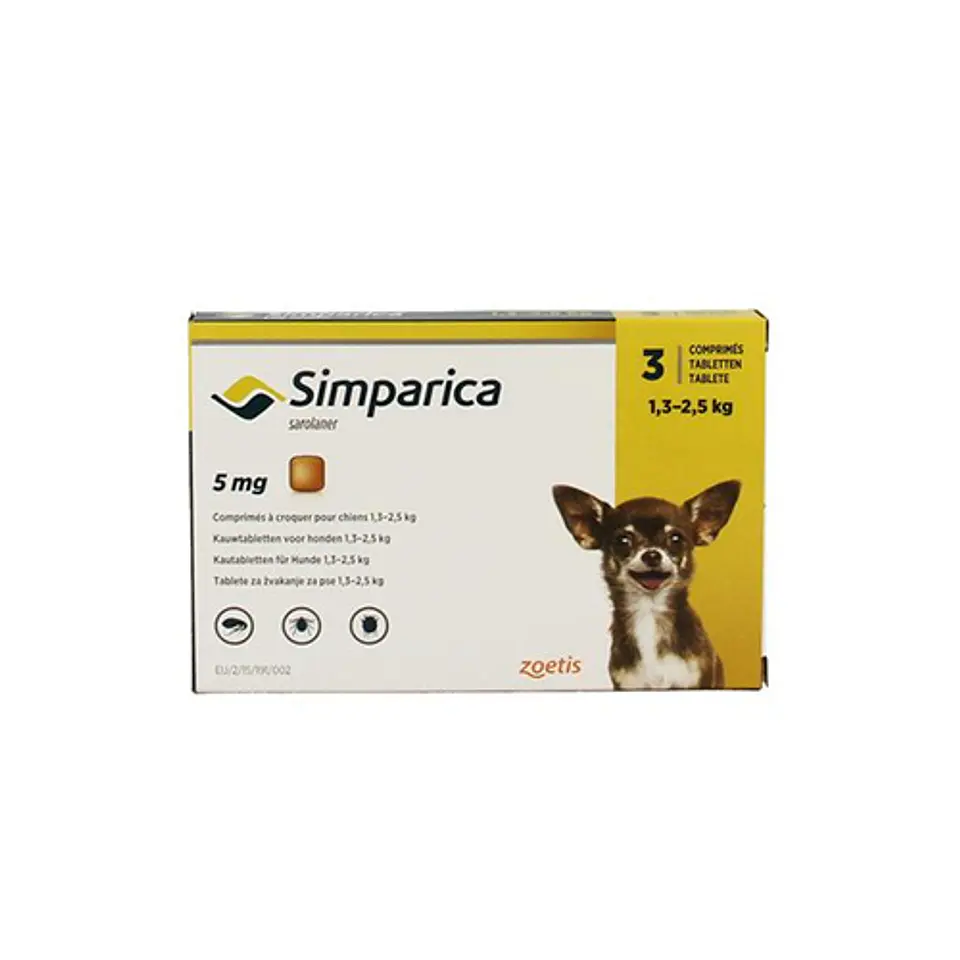 SIMPARICA 5 MG X 3 TAB 1.3-2.5 KG 1