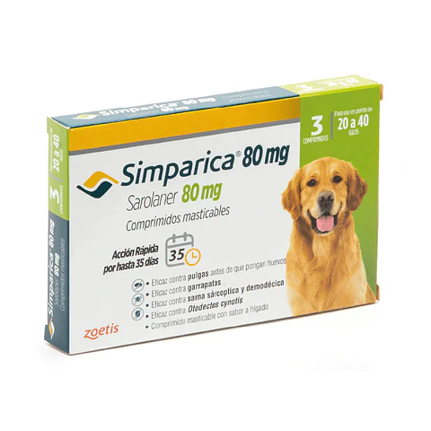 SIMPARICA 80 MG X 3 TAB 20,1 - 40 KG