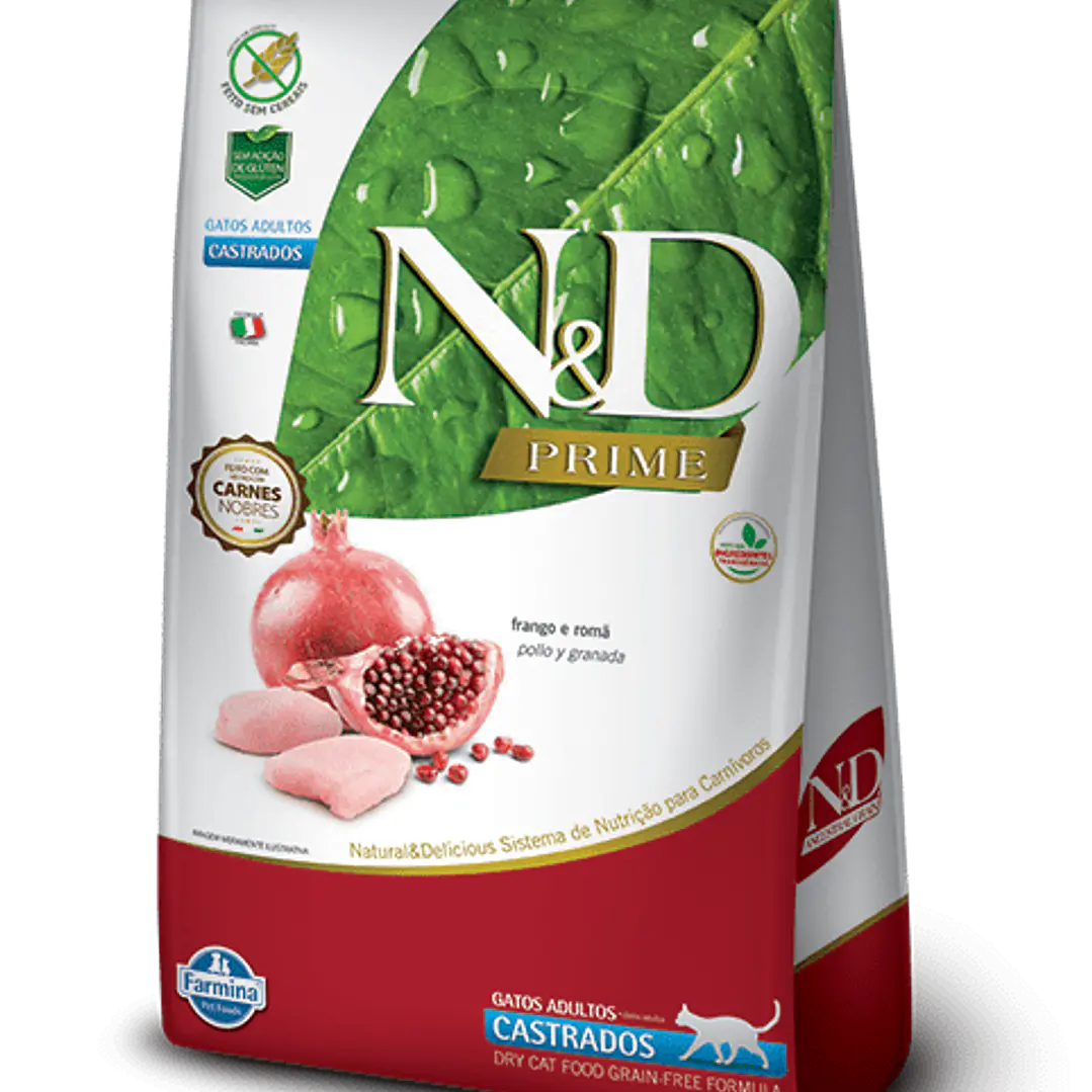 N&D PRIME GATO ADULTO CASTRADO POLLO Y GRANADA 1.5 KG 1