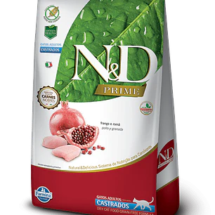 N&D PRIME GATO ADULTO CASTRADO POLLO Y GRANADA 1.5 KG
