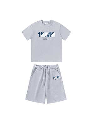 Trapstar Chenille Short Set Grey/Blue