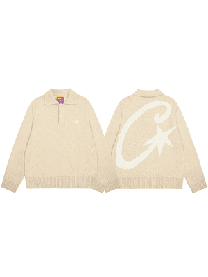 Corteiz Mohair Fuzzy Collar Sweater Cream