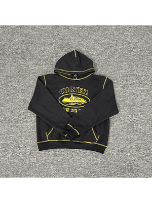 Corteiz Alcatraz Contrast Hoodie Black Yellow