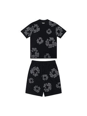 Conjunto Denim Tears Black with Gray Flowers