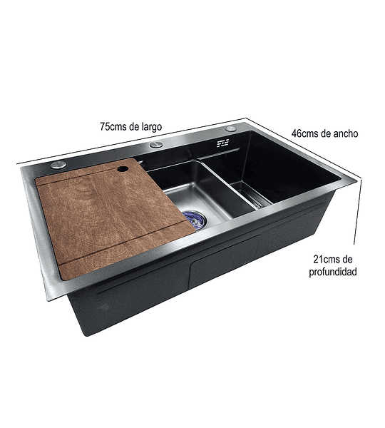 Lavaplatos Linea Deluxe 75x46 black (bandeja/tabla)