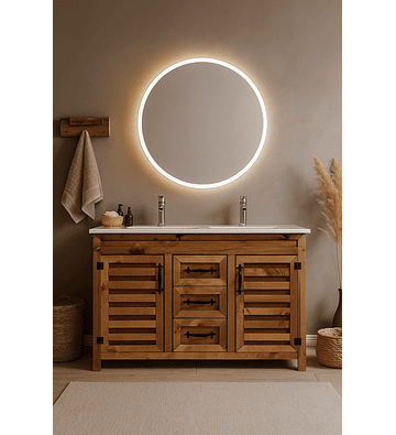 VANITORIO RUSTICO 120X47CM DOBLE POZO