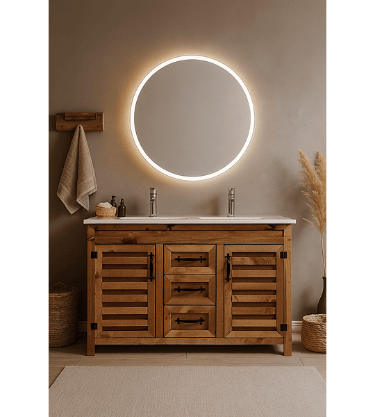 VANITORIO RUSTICO 120X47CM DOBLE POZO