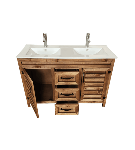 VANITORIO RUSTICO 120X47CM DOBLE POZO