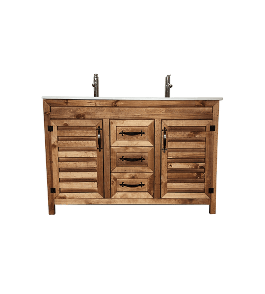 VANITORIO RUSTICO 120X47CM DOBLE POZO