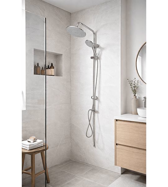 COLUMNA DUCHA SIMPLE PLATEADA SIN GRIFERIA