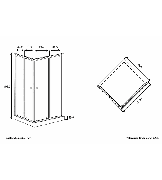 SHOWER DOOR 120X80CM DERECHA 
