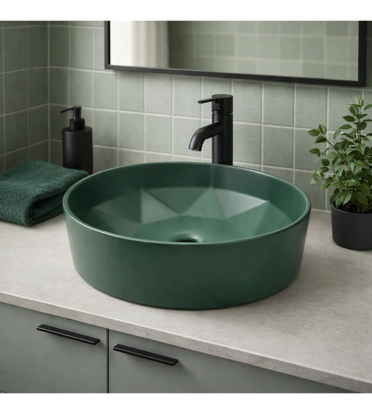 LOZA DE SOBREPONER PARA LAVAMANOS VERDE MATTE 