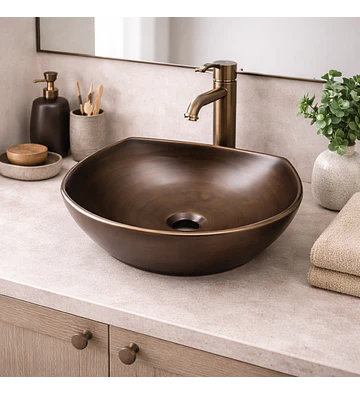 LOZA DE SOBREPONER PARA LAVAMANOS 42X38CMS COBRE