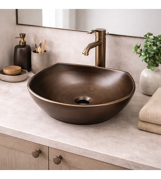 LOZA DE SOBREPONER PARA LAVAMANOS 42X38CMS COBRE