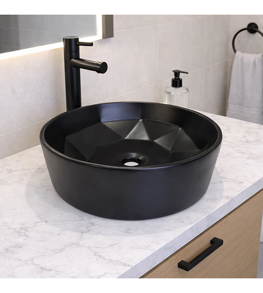 LOZA DE SOBREPONER 40CMS DE DIAMETRO NEGRA