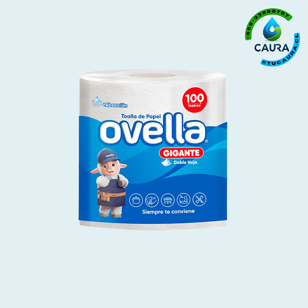 TOALLA DE PAPEL OVELLA GIGANTE DOBLE HOJA 100 MTS (6)