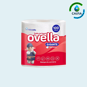 TOALLA DE PAPEL OVELLA GIGANTE HOJA SIMPLE 100 MTS (6)