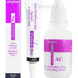 Kit tinte pestañas y cejas activador tintura negro cabello ainybel dermik
