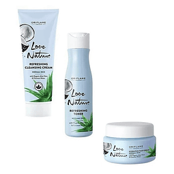 Limpiadora + tónico + crema facial aloe love nature oriflame pack