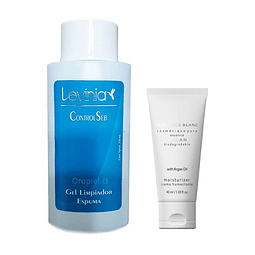 Gel limpiador control seb levinia + Crema humectante argán oil free