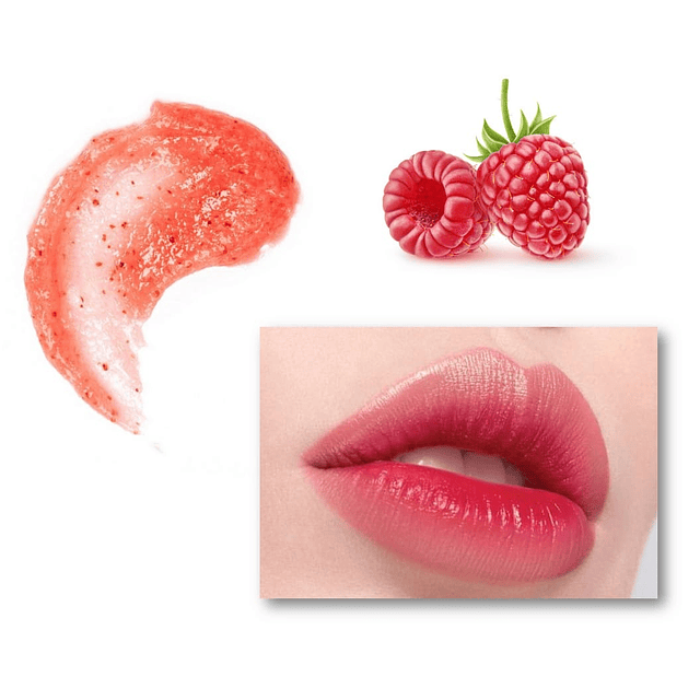 Exfoliante labial frambuesa natural renueva piel seca labios agrietados chile