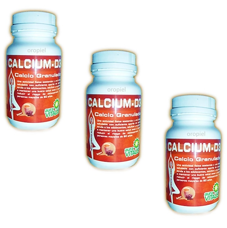 Calcium D3 calcio huesos fuertes granulado sabor chocolate set 3