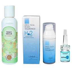 Crema antiarrugas + Serum ácido hialurónico + Limpiadora facial agua micelar