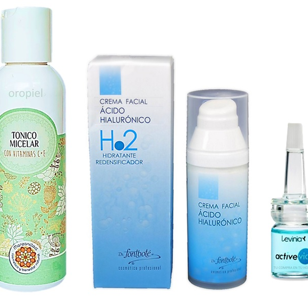 Crema antiarrugas + Serum ácido hialurónico + Limpiadora facial agua micelar 1