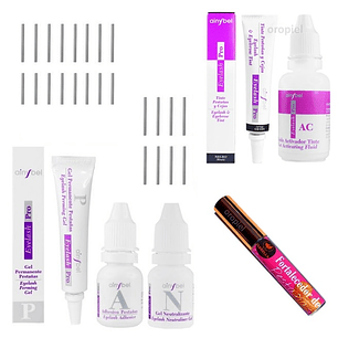 Kit permanente ondulado ainybel + Set tinturado negro cejas y pestañas dermik 
