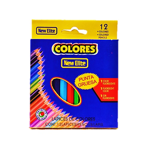 12 Lapices de colores madera natural palo new elite calidad pintar dibujo