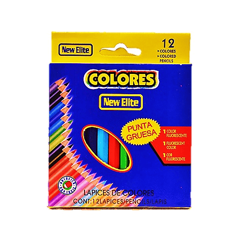 12 Lapices de colores madera natural palo new elite calidad pintar dibujo 