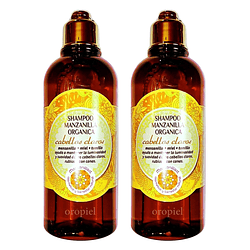 Shampoo aclarado natural cabello sin resecar manzanilla orgánica Chile Pack 2