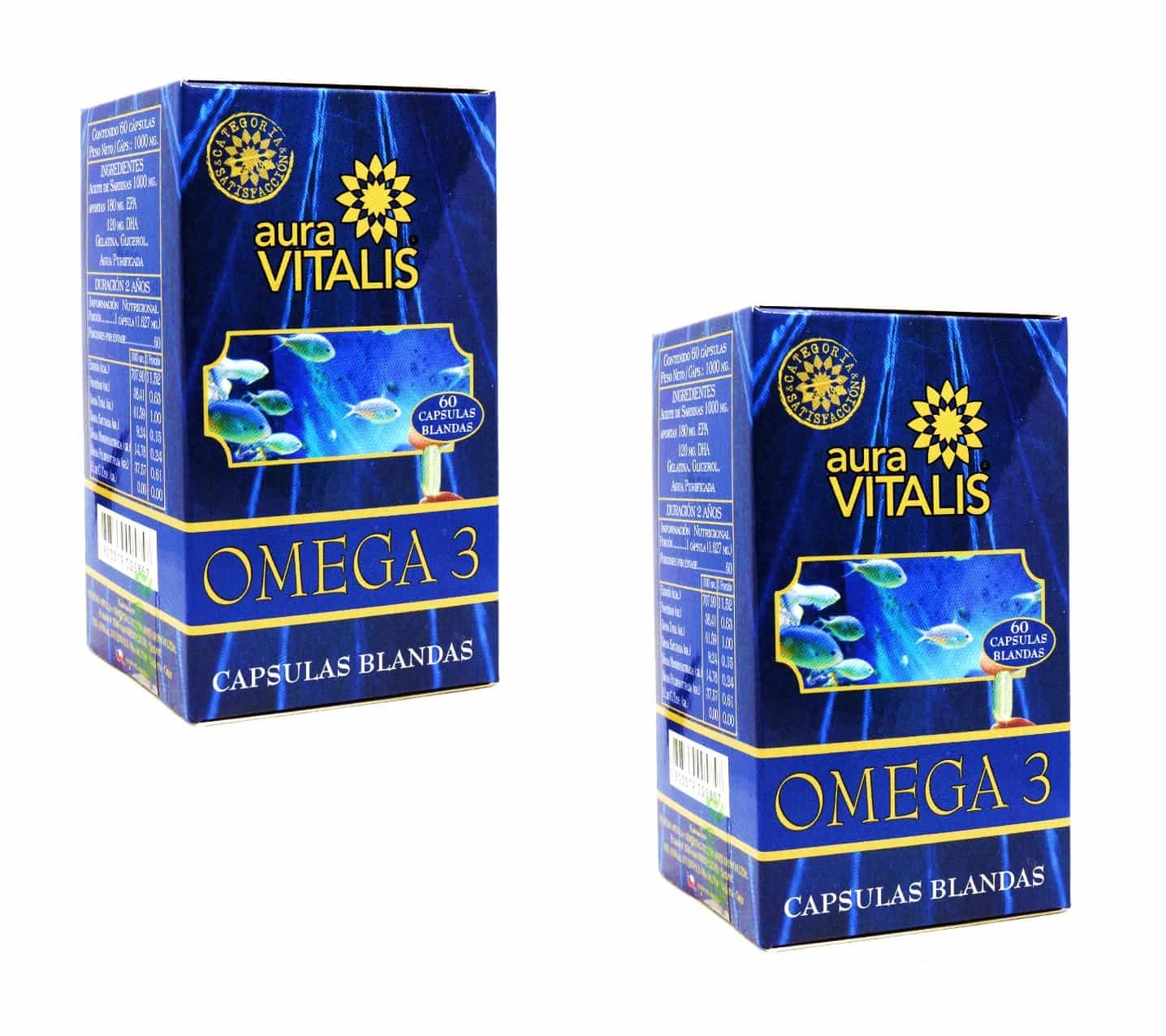 Suplemento omega 3 natural aceite pescado sardina cápsulas blandas pack 2