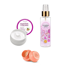 Tónico facial agua de rosas + crema multi vitaminas + contorno ojos miel
