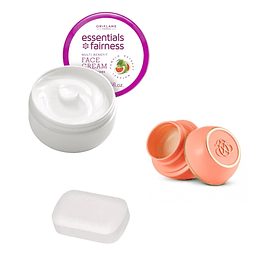 Crema vitaminas faciales + contorno ojos antiedad + jabón hidratante