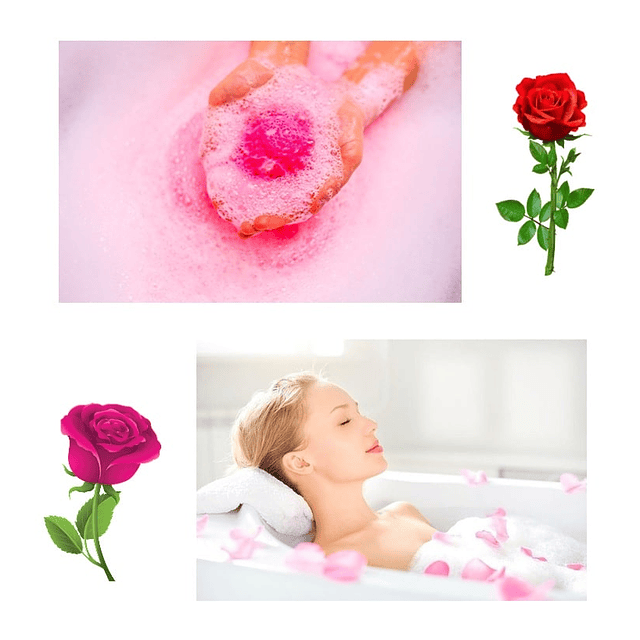 Bola efervescente para baño de tina con burbujas y espuma de rosas seleccionadas