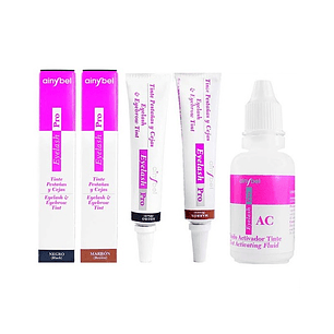 Tinte negro + café tintura pestañas + activador de color ainybel dermik