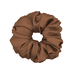 Scrunchie color café caramelo coleta donuts elasticada textilería premium