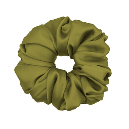 Scrunchie color verde enebro coleta donut a la moda y estilosa