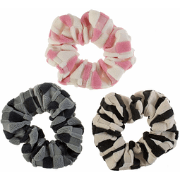 3 scrunchies diseños surtidos y colores diversos colets en oferta