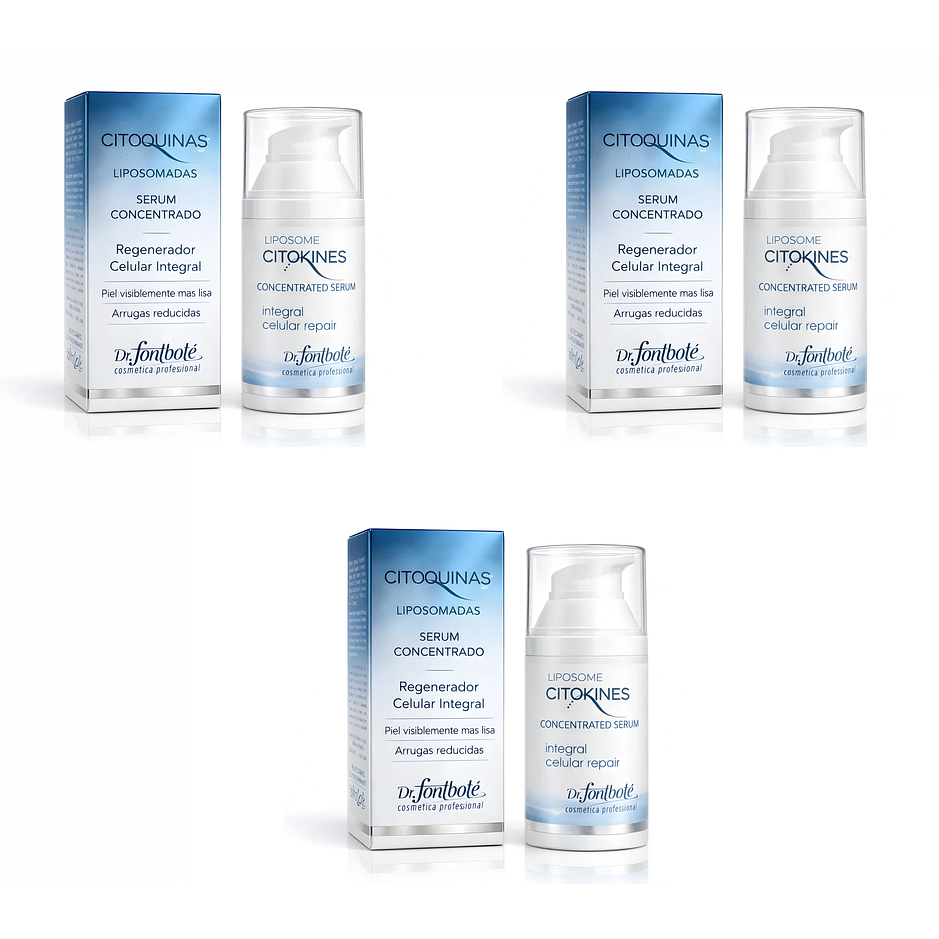 Serum de citoquinas Dr. Fontboté para mejorar textura, elasticidad y suavidad del rostro pack 3 1