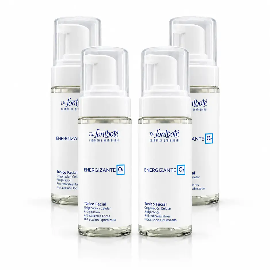 Tónico iluminador facial humectante y revitalizador O2 Fontboté pack 4 1