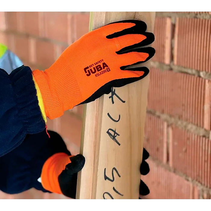 [Demo] Luvas de Poliéster com Palma em Látex Rugoso, Keep Safe, Laranja e Preta, T-10 Xl 3