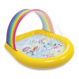 [Demo] Piscina Inflável Infantil, Modelo Arco-Íris, com Aspersor, 147 x 130 x 86 cm