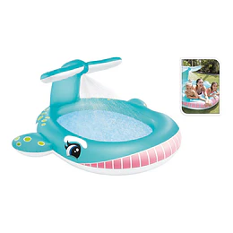 [Demo] Piscina Inflável Infantil, Modelo Baleia, com Aspersor, 201 x 196 x 91 cm